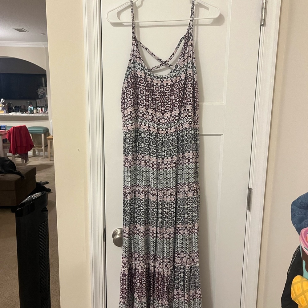 Bohemian Midi Dress in Purple and Green - Picture 7 of 7